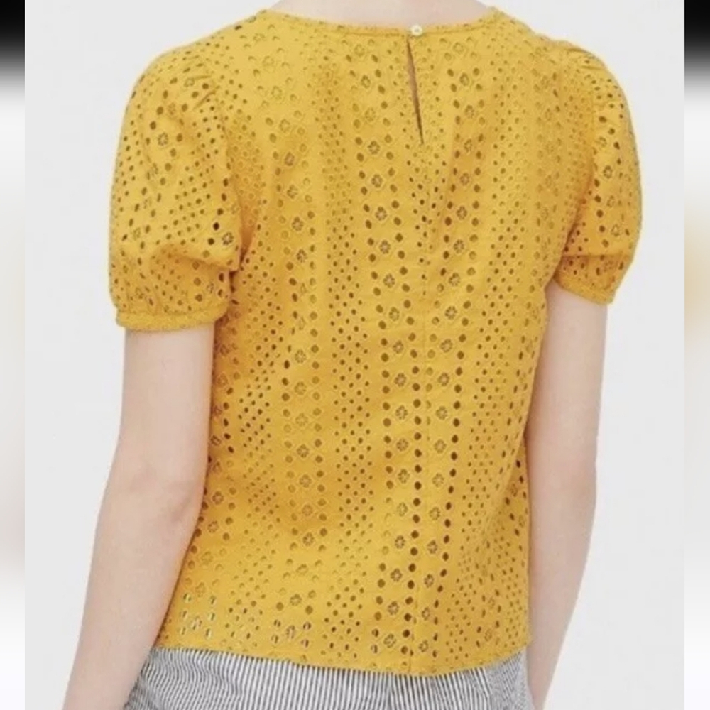 J.Crew Bronzed Topaz Eyelet Puff Sleeve Blouse Top - Picture 9 of 11